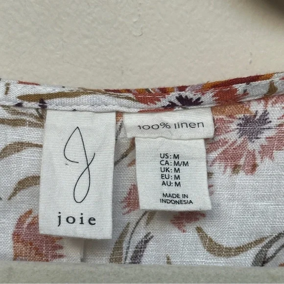 Joie Ruffle Sleeve Linen Floral Mini Dress Size Medium - Picture 5 of 8